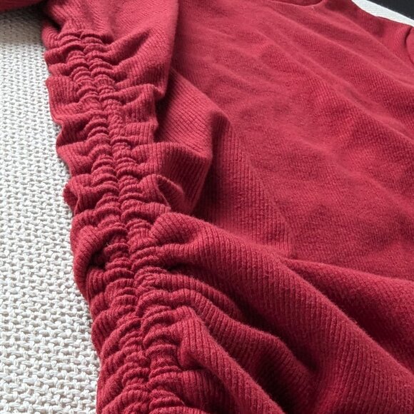 ZARA Oxblood/Burgundy Red Ruched Mini Bodycon Dress, Size M - Picture 5 of 9